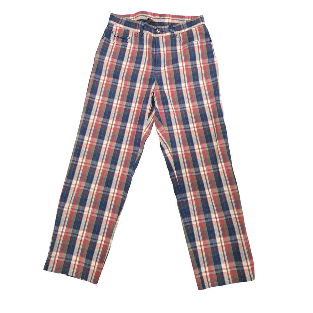 Lauren Ralph‎ Lauren Petite Plaid Straight Leg Pants Red Blue Green Multi 8P